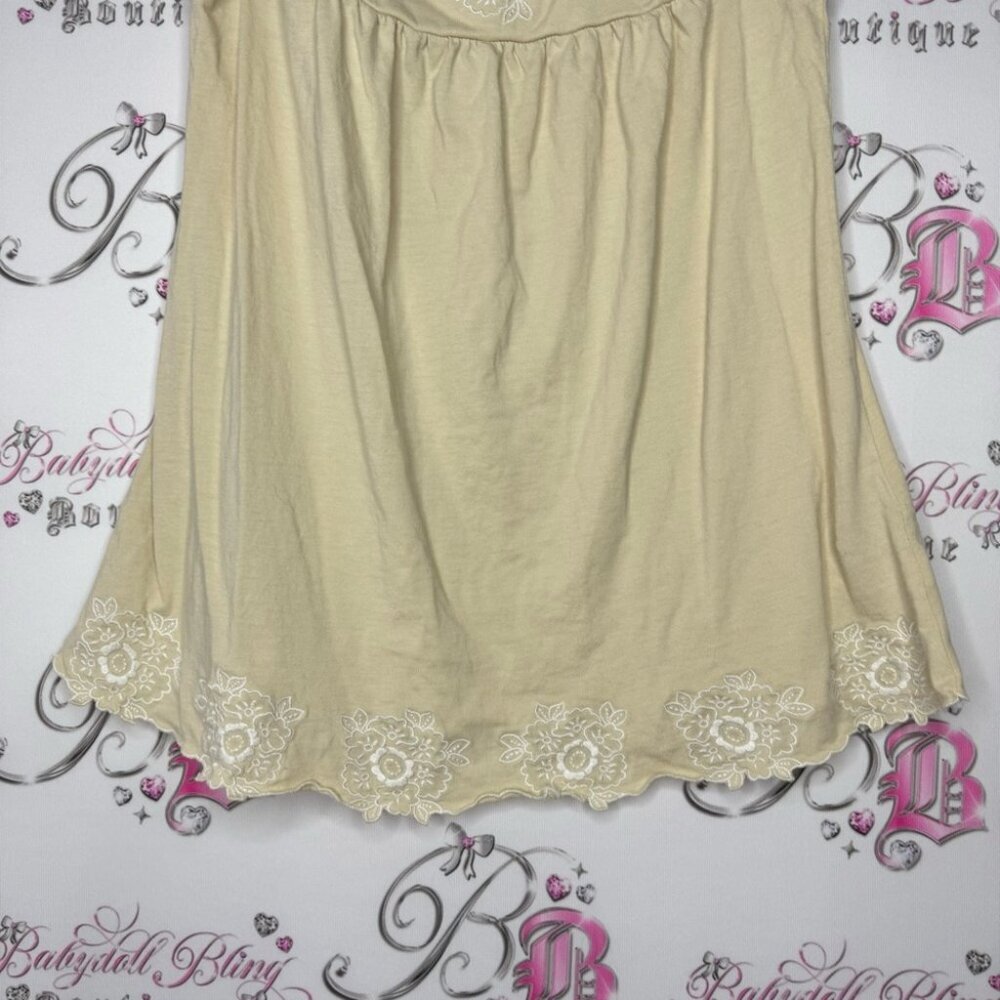 Rw&co tank top floral embroidered yellow white boho tropical flowers tan summer - Picture 3 of 10
